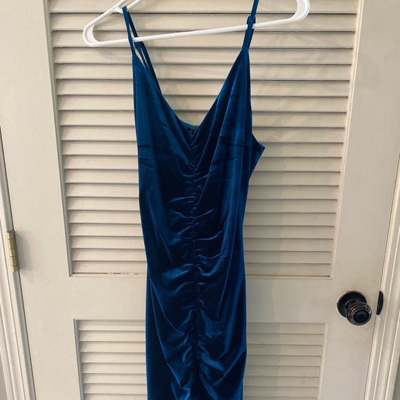 Lulus | Dresses | Lulus Blue Velvet Midi Party Dress Size Medium | Poshmark